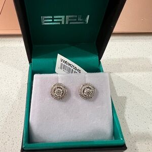 Brand new Effy sterling silver and diamond stud earrings